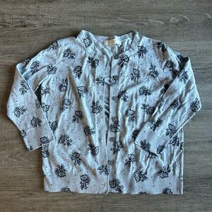 LOFT paisley cardigan gray and black florals